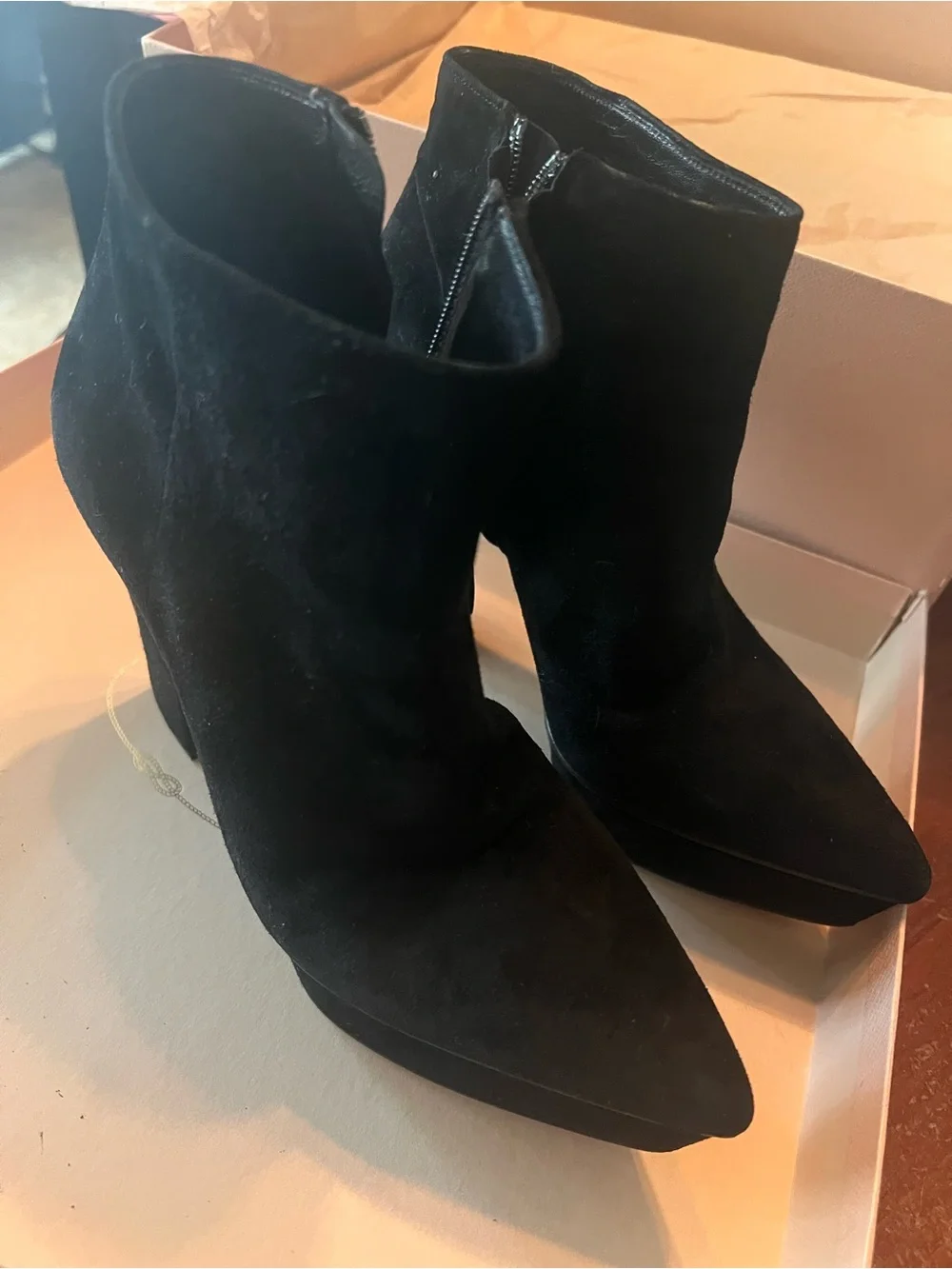 PRADA Black Suede Platform Ankle Boots